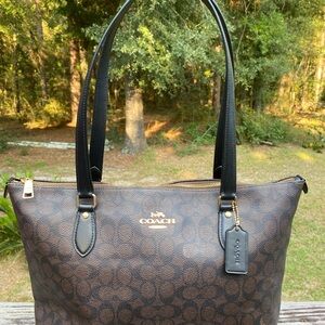 Coach Signature Brown and Black Tote
